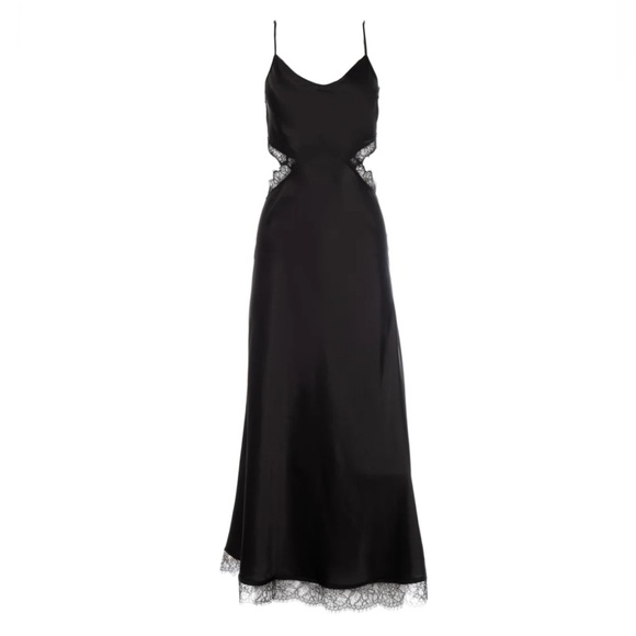 BLACK LACE CUT-OUT LONG SILK SLIP DRESS DANNIJO - Picture 4 of 6